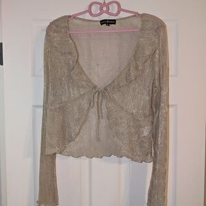 Almost Famous Metallic Glitter Gold/Beige Blouse